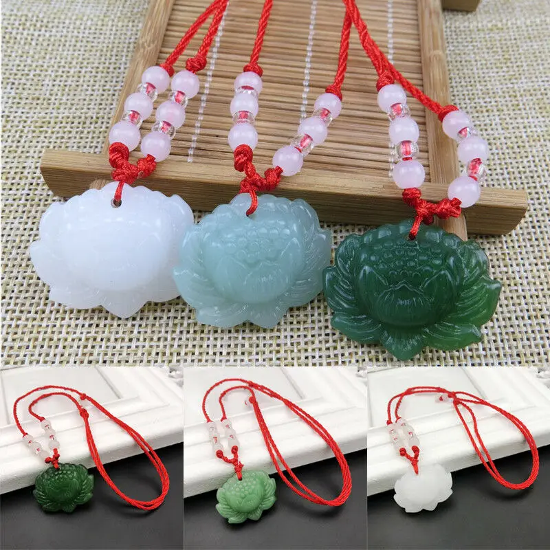 Jewelry Making With Beads - Natural Green Jade Lotus Pendant Beads