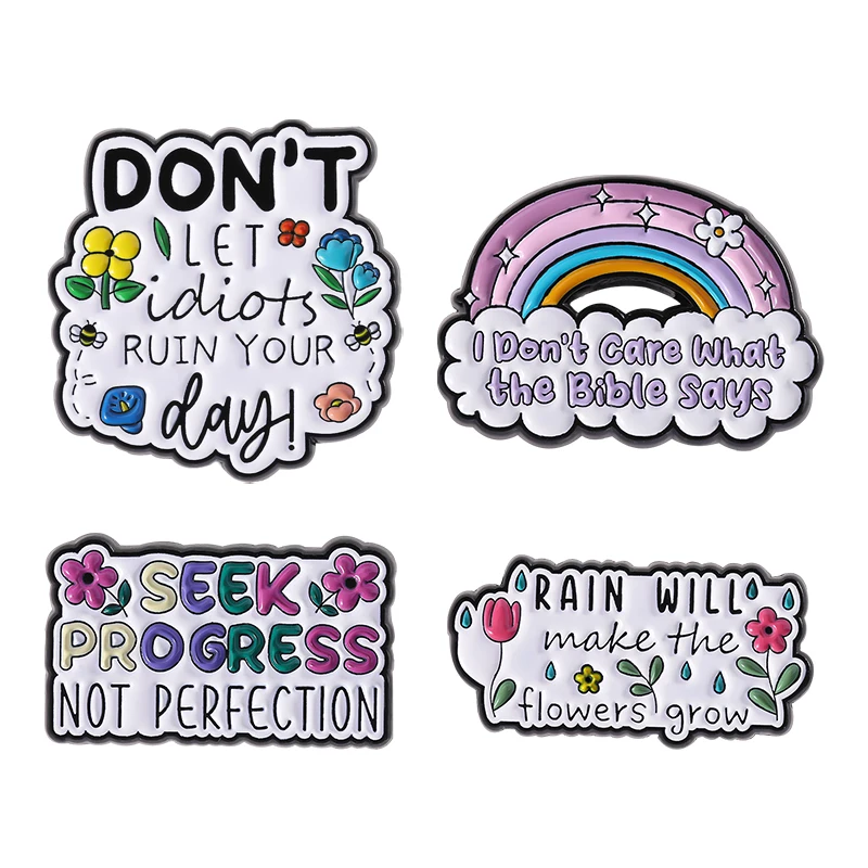 Jewelry Making Quotes - Seek Progress Not Perfection Enamel Pins