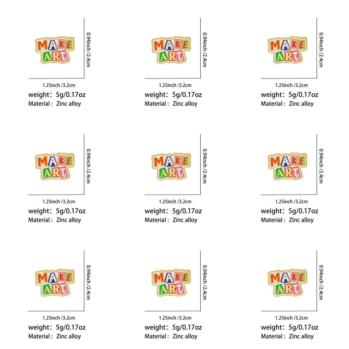 9pcs MAKE ART Enamel Pin Set C - Jewelry Making Quotes 评论和价格