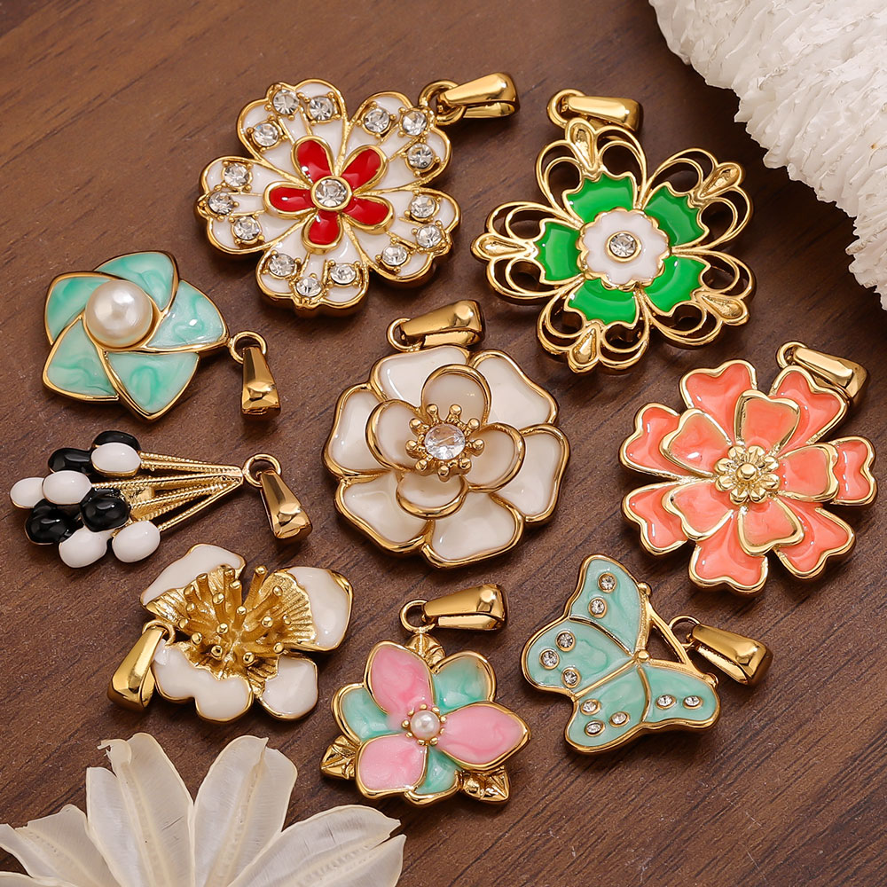2PCS Stainless Steel Enamel La - Jewelry Making Supplies Wholesale 评论和价格