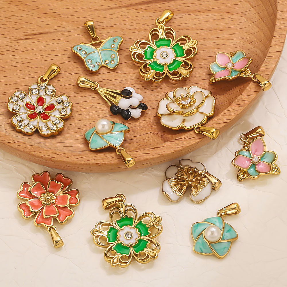 2PCS Stainless Steel Enamel La - Jewelry Making Supplies Wholesale 评论和价格