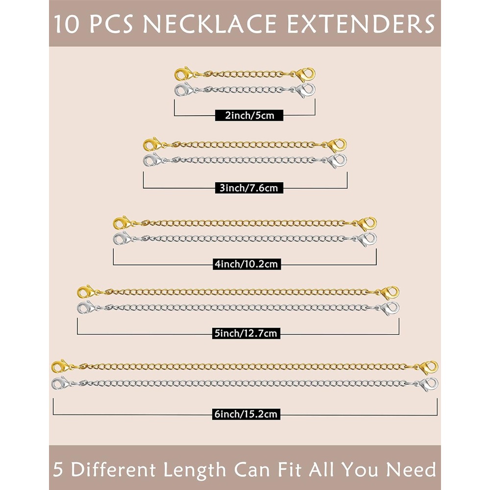 10Pcs Chain Extenders for Neck - Jewelry Making Designs 评论和价格