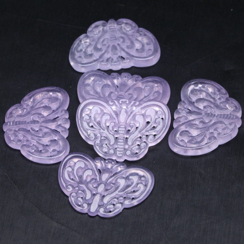 2pc Natural Purple Jade Hollow - Jewelry Making Accessories 评论和价格