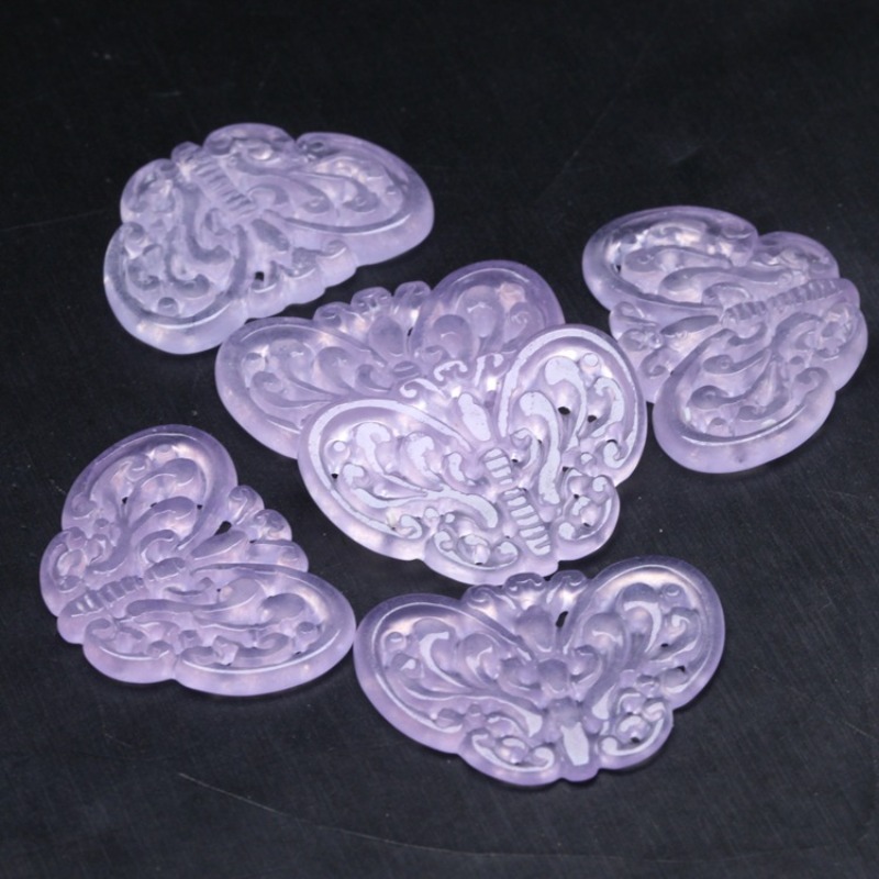 2pc Natural Purple Jade Hollow - Jewelry Making Accessories 评论和价格