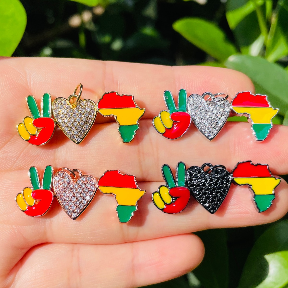 5pcs Zirconia Pave Enamel Peac - Jewelry Making History 评论和价格