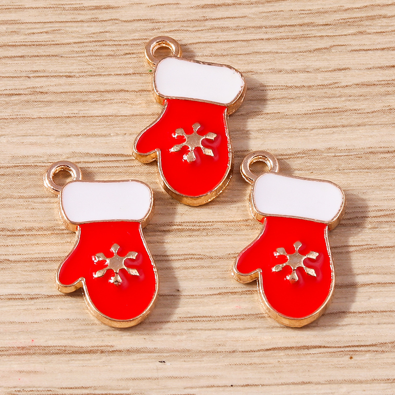 10pcs 11x19mm Enamel Christmas - Jewelry Making Gloves 评论和价格