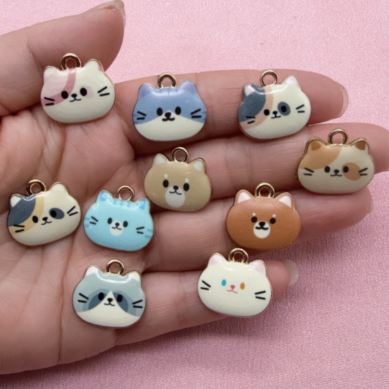 12pcs Printed Cat Head Alloy D - Jewelry Making Accessories 评论和价格